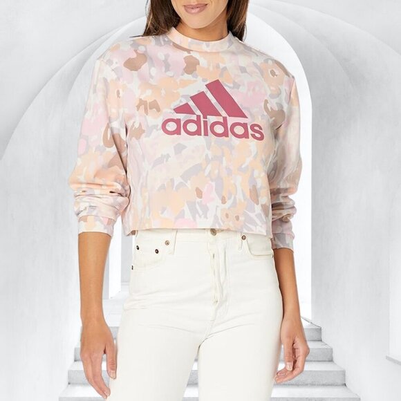 adidas Tops - NWT adidas Women's Graphic Cropped Sweatshirt Pink Size XS